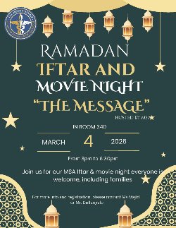 Ramadan Iftar and Movie Night March 4 at 3:00 pm